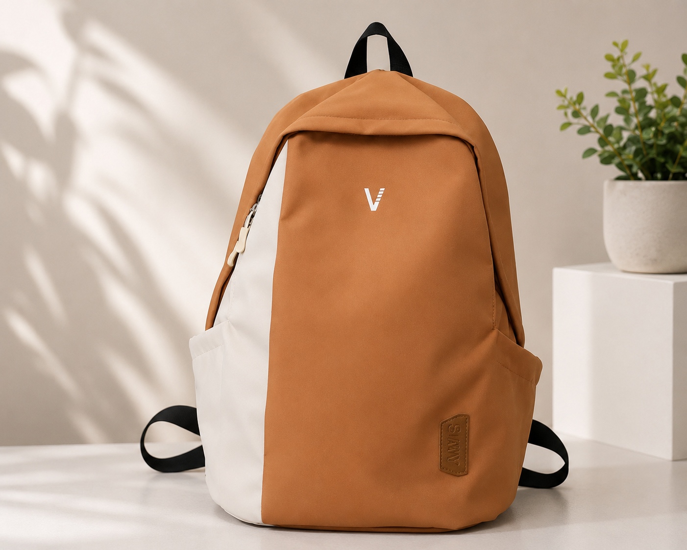 imported camel contrast backpack TAZWAR Camel Contrast Backpack - Image 1